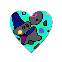 Blue Comic Abstract Heart Magnet by Valentinaart