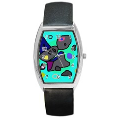 Blue Comic Abstract Barrel Style Metal Watch