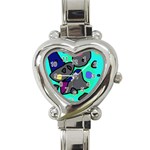 Blue comic abstract Heart Italian Charm Watch Front