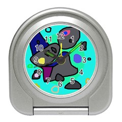 Blue Comic Abstract Travel Alarm Clocks