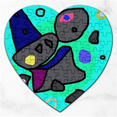 Blue Comic Abstract Jigsaw Puzzle (heart)