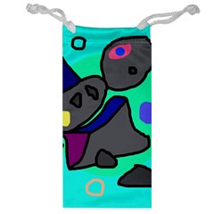 Blue Comic Abstract Jewelry Bags by Valentinaart