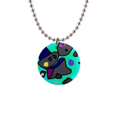 Blue Comic Abstract Button Necklaces