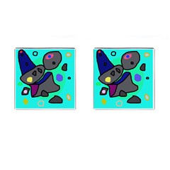 Blue Comic Abstract Cufflinks (square) by Valentinaart