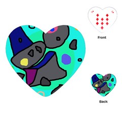 Blue Comic Abstract Playing Cards (heart) 