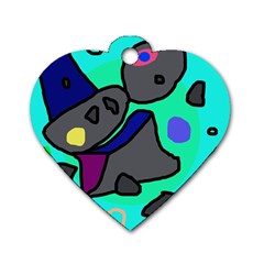 Blue Comic Abstract Dog Tag Heart (two Sides) by Valentinaart