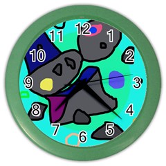 Blue Comic Abstract Color Wall Clocks by Valentinaart