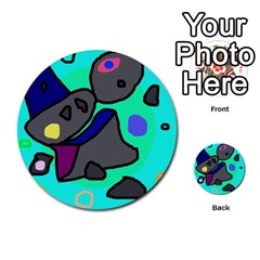 Blue Comic Abstract Multi-purpose Cards (round) 