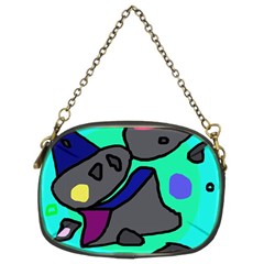 Blue Comic Abstract Chain Purses (two Sides) 