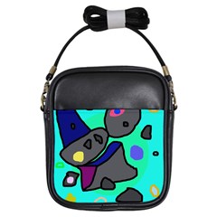 Blue Comic Abstract Girls Sling Bags