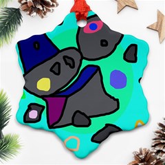 Blue Comic Abstract Snowflake Ornament (2-side)