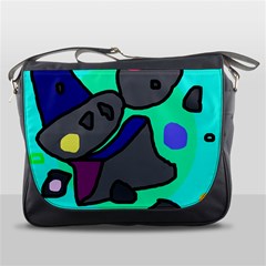 Blue Comic Abstract Messenger Bags by Valentinaart