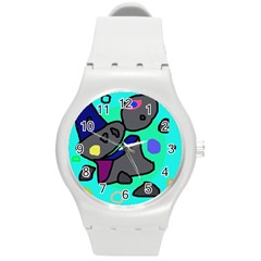 Blue Comic Abstract Round Plastic Sport Watch (m) by Valentinaart