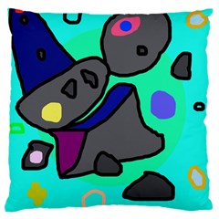 Blue Comic Abstract Large Cushion Case (one Side)