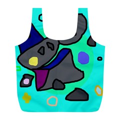 Blue Comic Abstract Full Print Recycle Bags (l) 