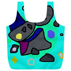 Blue Comic Abstract Full Print Recycle Bags (l)  by Valentinaart