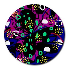 Abstract colorful chaos Round Mousepads