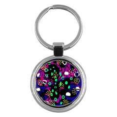 Abstract Colorful Chaos Key Chains (round)  by Valentinaart