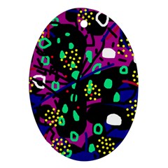 Abstract Colorful Chaos Oval Ornament (two Sides) by Valentinaart