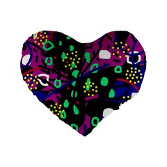 Abstract colorful chaos Standard 16  Premium Heart Shape Cushions