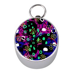 Abstract colorful chaos Mini Silver Compasses