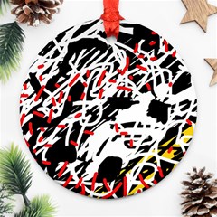 Colorful Chaos By Moma Round Ornament (two Sides) 