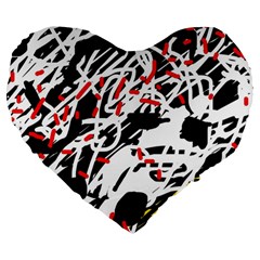 Colorful Chaos By Moma Large 19  Premium Heart Shape Cushions