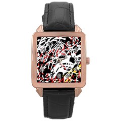 Colorful Chaos By Moma Rose Gold Leather Watch 