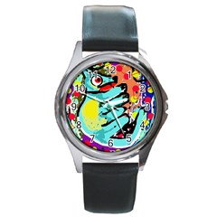 Abstract Animal Round Metal Watch by Valentinaart