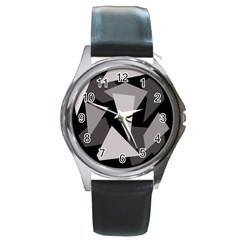 Simple Gray Abstraction Round Metal Watch