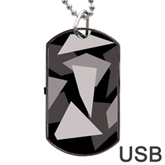 Simple Gray Abstraction Dog Tag Usb Flash (one Side)