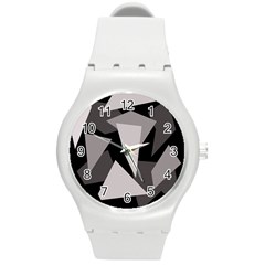 Simple Gray Abstraction Round Plastic Sport Watch (m) by Valentinaart