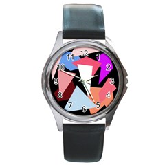 Colorful Geometrical Design Round Metal Watch