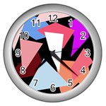 Colorful geometrical design Wall Clocks (Silver)  Front