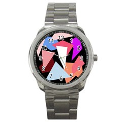 Colorful Geometrical Design Sport Metal Watch by Valentinaart