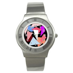 Colorful Geometrical Design Stainless Steel Watch by Valentinaart