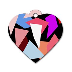 Colorful Geometrical Design Dog Tag Heart (one Side)