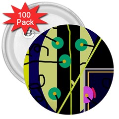 Crazy Abstraction By Moma 3  Buttons (100 Pack) 