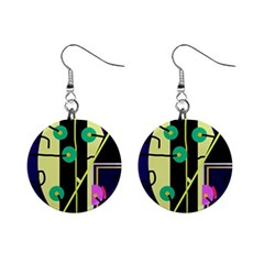 Crazy Abstraction By Moma Mini Button Earrings by Valentinaart