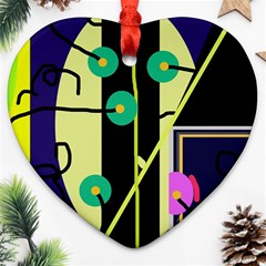 Crazy Abstraction By Moma Heart Ornament (2 Sides) by Valentinaart