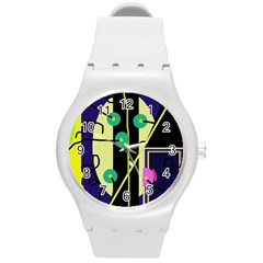 Crazy Abstraction By Moma Round Plastic Sport Watch (m)