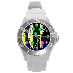 Crazy Abstraction By Moma Round Plastic Sport Watch (l)