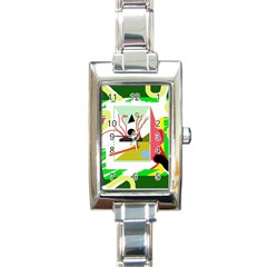 Green Abstract Artwork Rectangle Italian Charm Watch