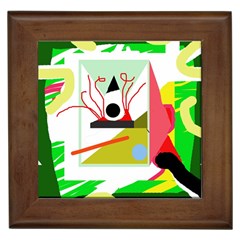 Green Abstract Artwork Framed Tiles