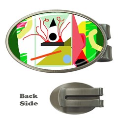 Green Abstract Artwork Money Clips (oval) 