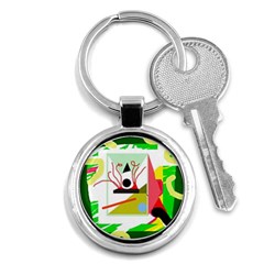 Green Abstract Artwork Key Chains (round)  by Valentinaart