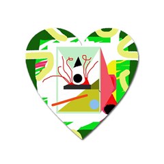 Green Abstract Artwork Heart Magnet