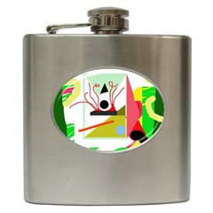 Green Abstract Artwork Hip Flask (6 Oz)