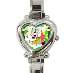 Green Abstract Artwork Heart Italian Charm Watch