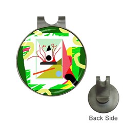 Green Abstract Artwork Hat Clips With Golf Markers